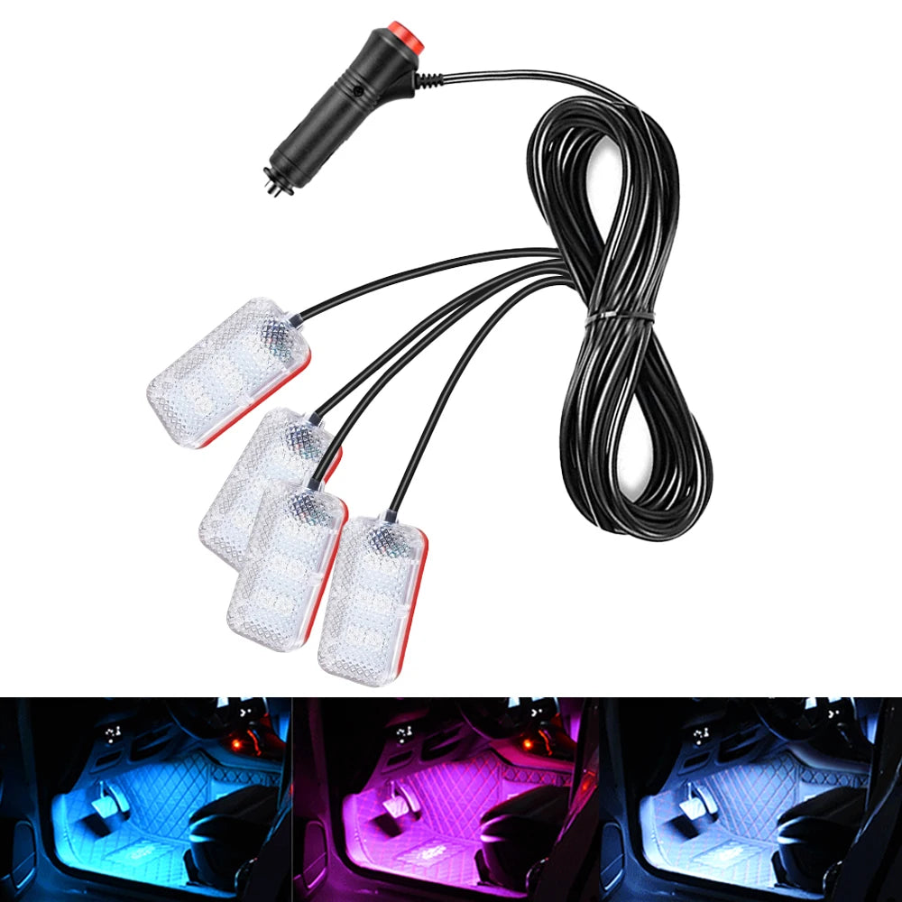 VibeAuto™ Ultra-Glow LED Interior Kit – Smart Ambient Lighting with USB/Cigarette Lighter Plug