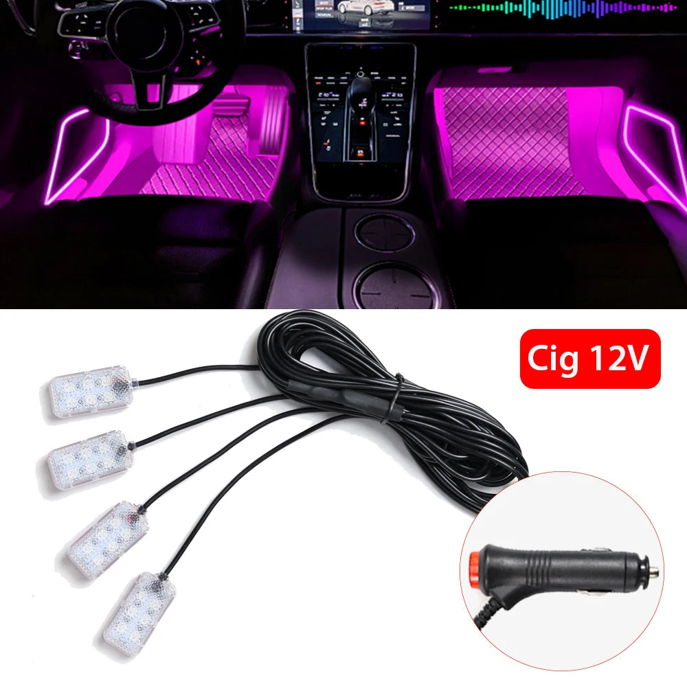 VibeAuto™ Ultra-Glow LED Interior Kit – Smart Ambient Lighting with USB/Cigarette Lighter Plug