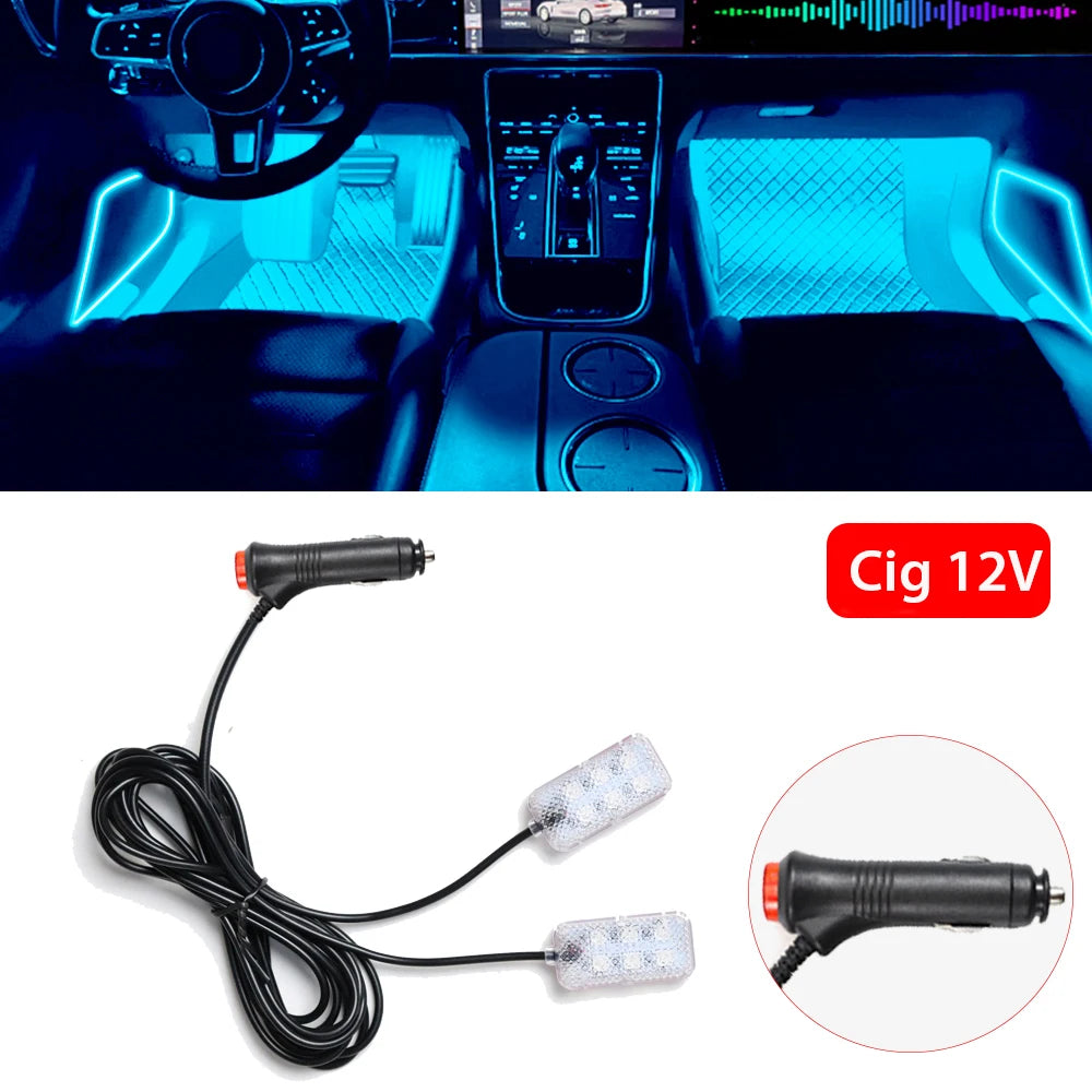 VibeAuto™ Ultra-Glow LED Interior Kit – Smart Ambient Lighting with USB/Cigarette Lighter Plug