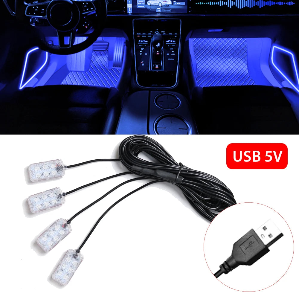 VibeAuto™ Ultra-Glow LED Interior Kit – Smart Ambient Lighting with USB/Cigarette Lighter Plug