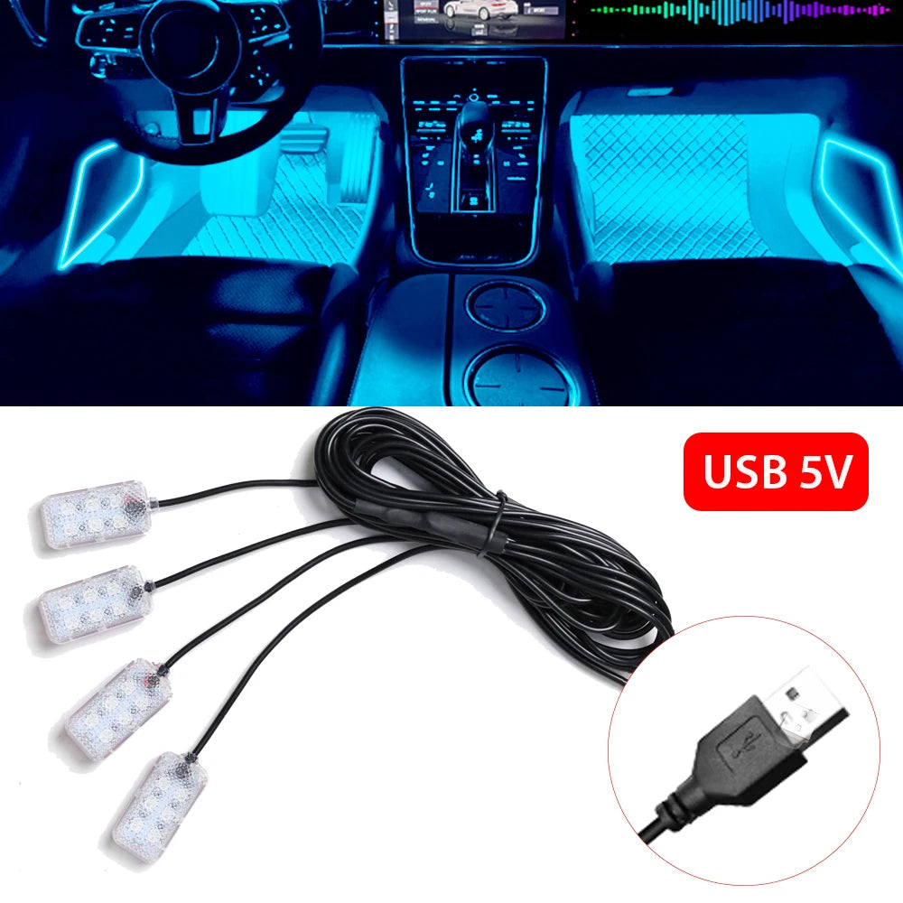 VibeAuto™ Ultra-Glow LED Interior Kit – Smart Ambient Lighting with USB/Cigarette Lighter Plug