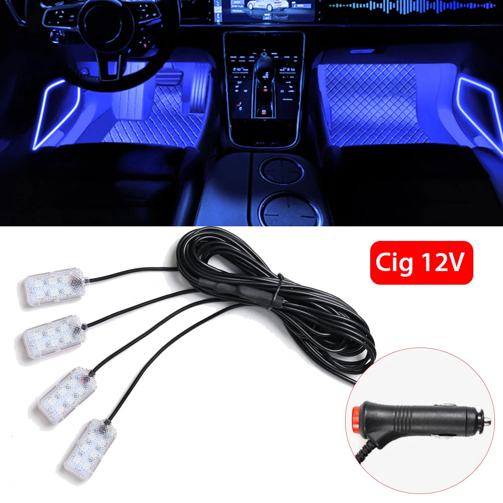 VibeAuto™ Ultra-Glow LED Interior Kit – Smart Ambient Lighting with USB/Cigarette Lighter Plug