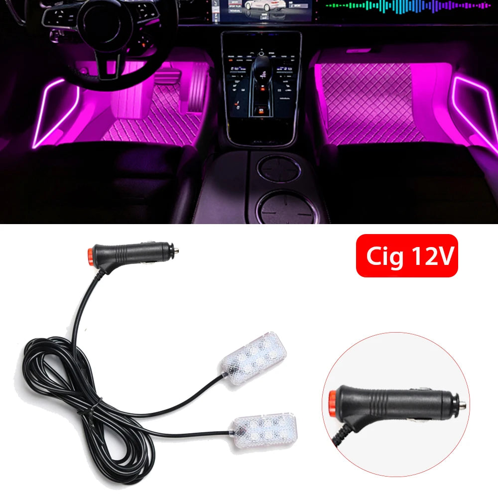 VibeAuto™ Ultra-Glow LED Interior Kit – Smart Ambient Lighting with USB/Cigarette Lighter Plug