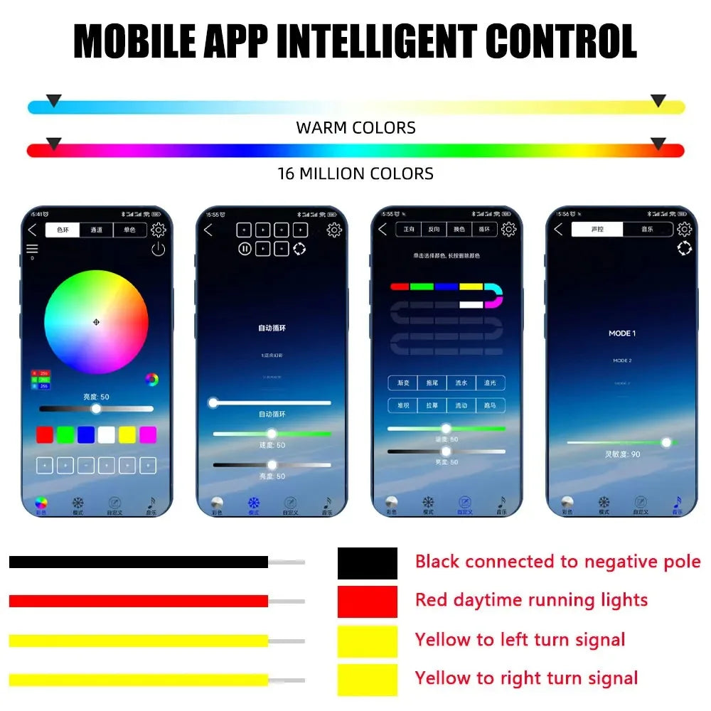 Universal Dynamic RGB LED Strips – App Controlled DRL