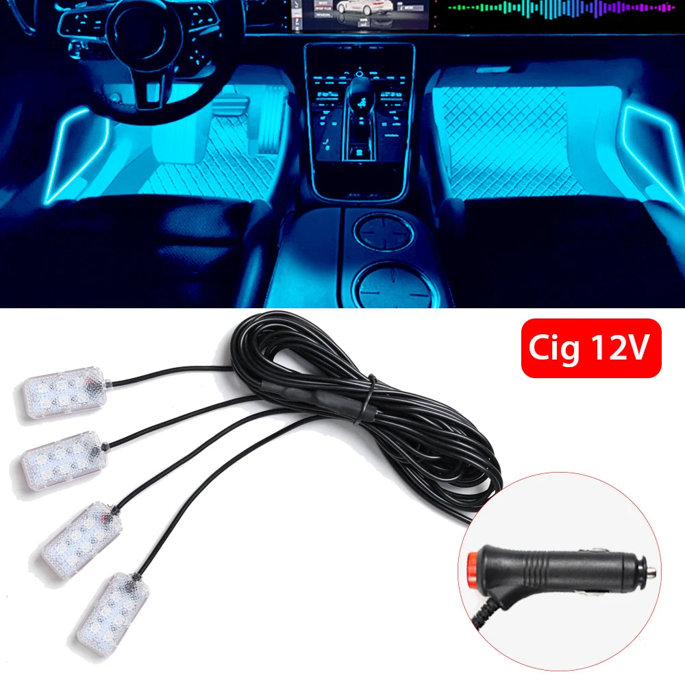 VibeAuto™ Ultra-Glow LED Interior Kit – Smart Ambient Lighting with USB/Cigarette Lighter Plug
